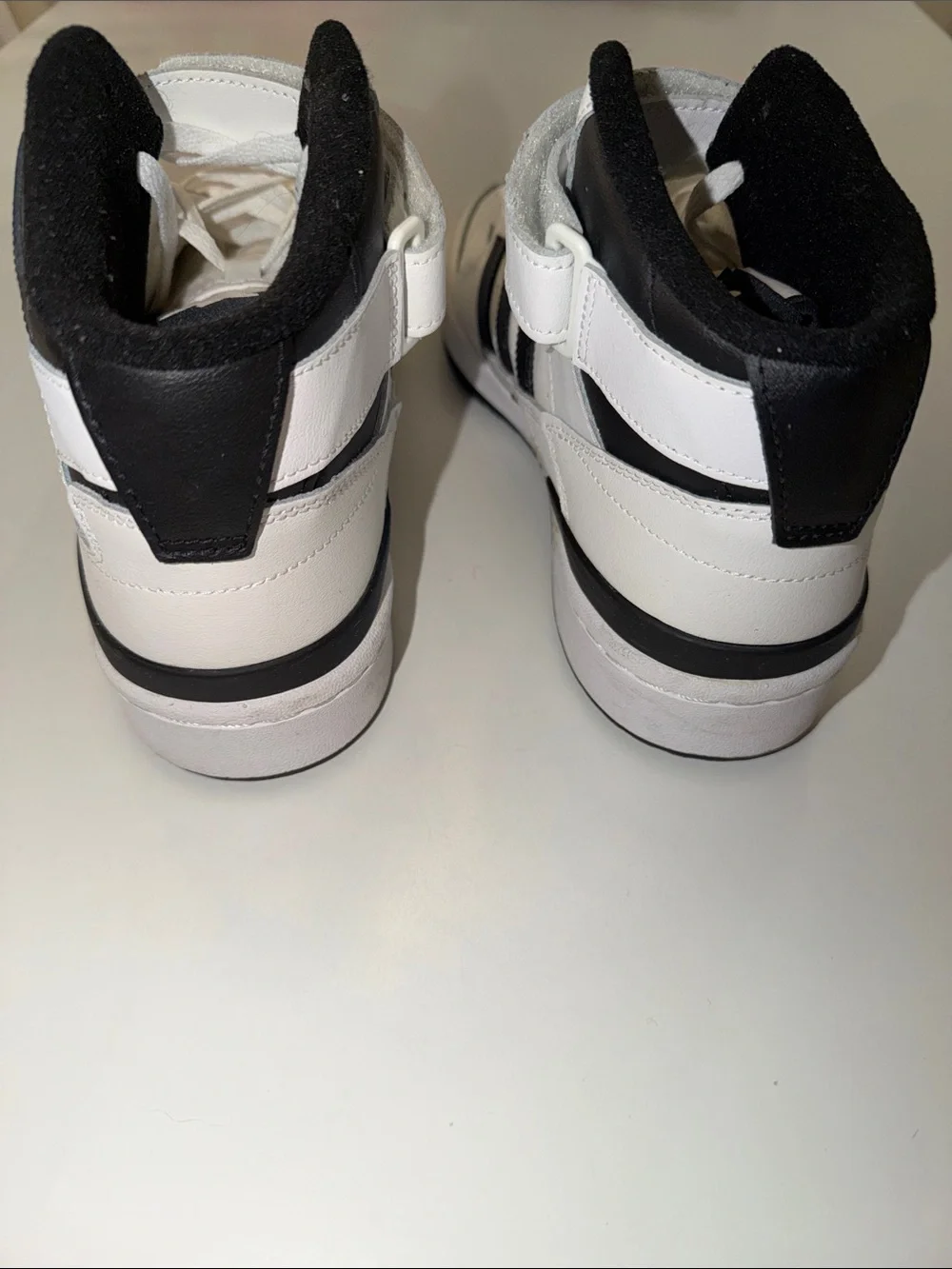 adidas White and Black Mid-Top Basketball Sneakers forum mid